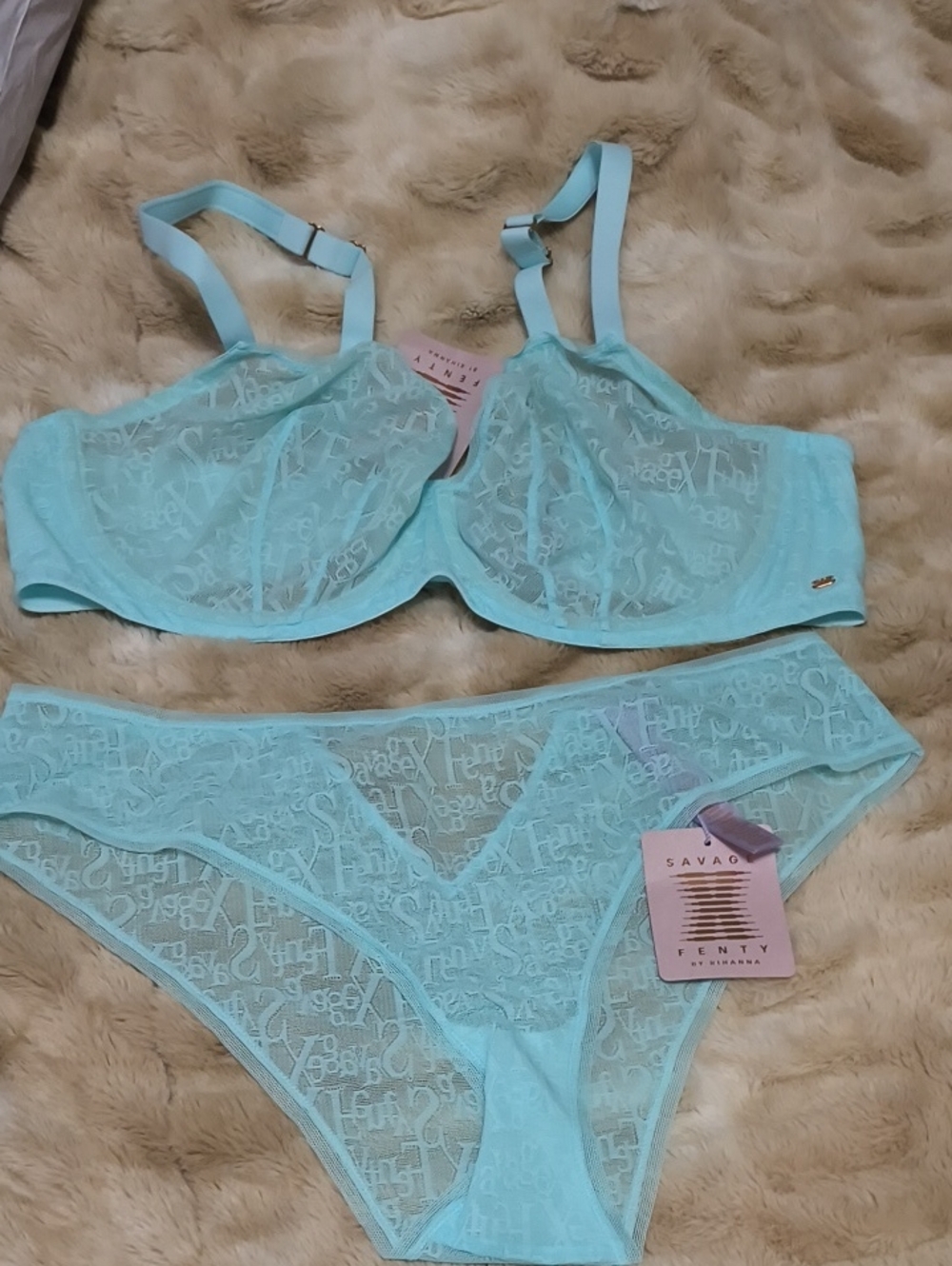 Savage X Fenty Signature Script Unlined Bra & Bikini Panty Set